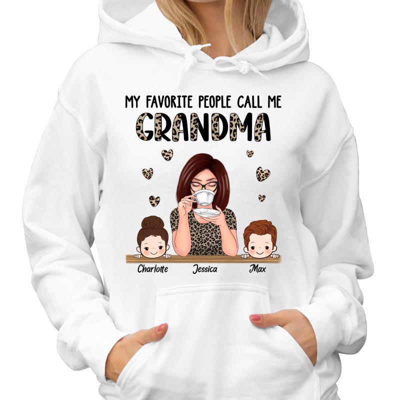Half Leopard Pattern Favorite People Call Me Grandma Personalized Hoodie Sweatshirt