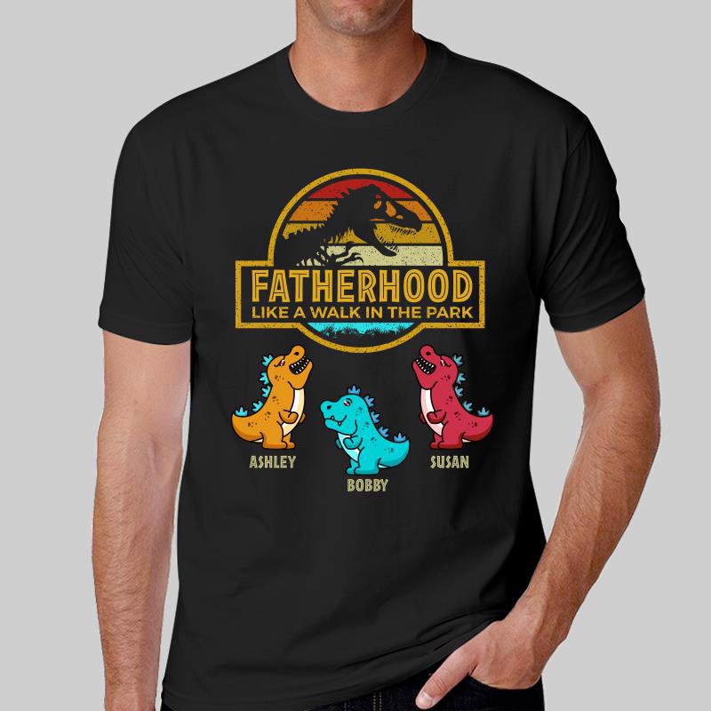 Fatherhood Retro Walk In The Park Personalized Shirt