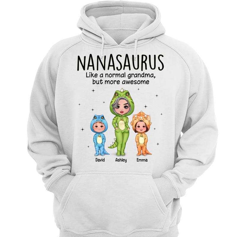 Grandmasaurus Grandma & Kids Dinosaur Costume Doll Personalized Hoodie Sweatshirt