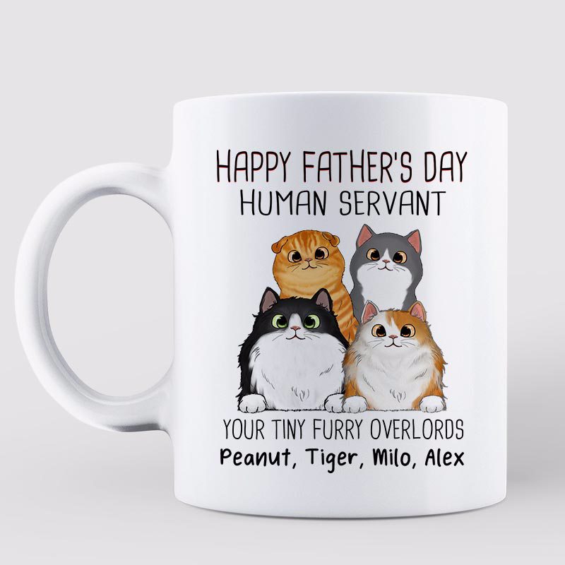 Happy Father‘s Day Human Servant Fluffy Cats Personalized Mug