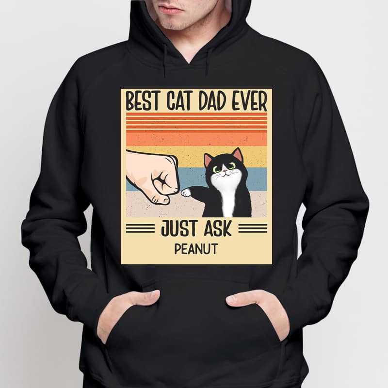 Best Cat Dad Ever Retro Frame Personalized Hoodie Sweatshirt