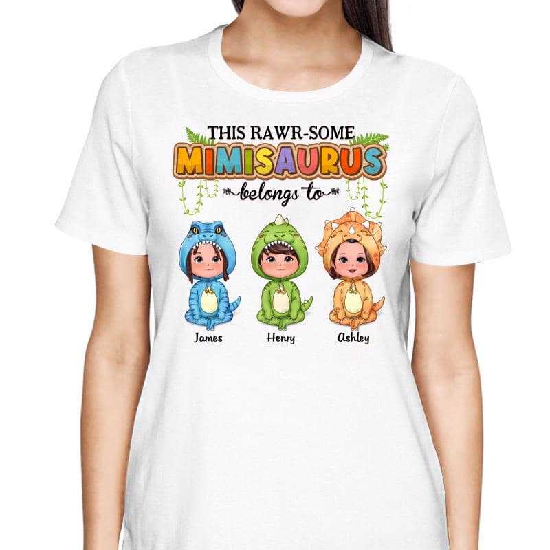 Rawrsome Mom Grandma Belongs To Doll Kid Dinosaur Costume Personalized Shirt