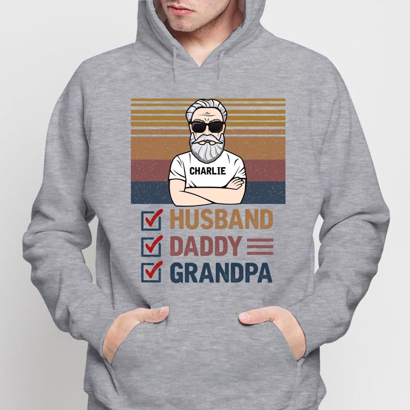 Husband Dad Grandpa Check Box Old Man Personalized Hoodie Sweatshirt
