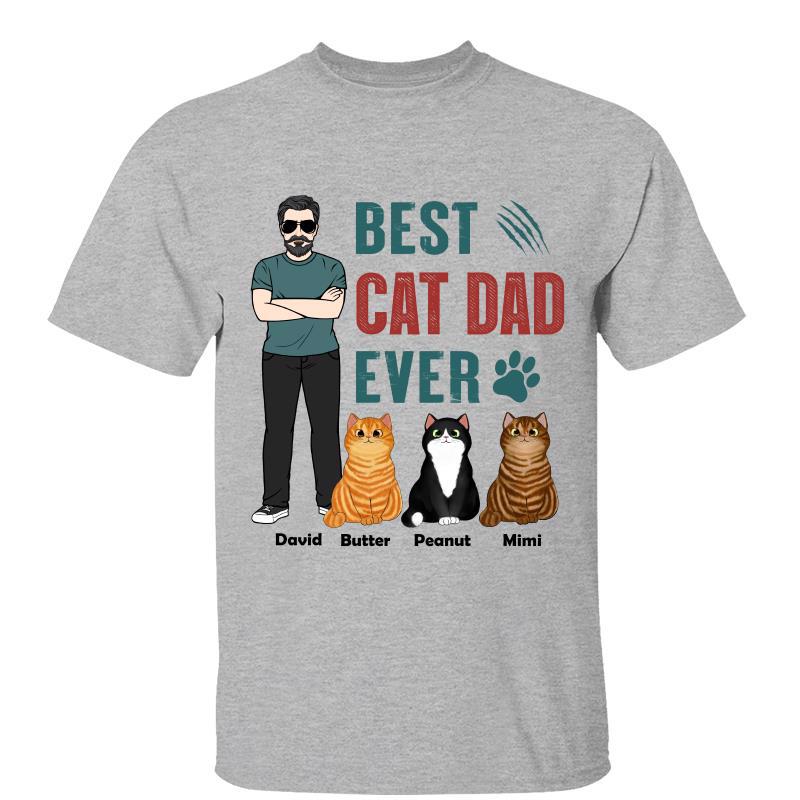 Best Cat Dad Ever Man Standing With Fluffy Cats Personalized Shirt