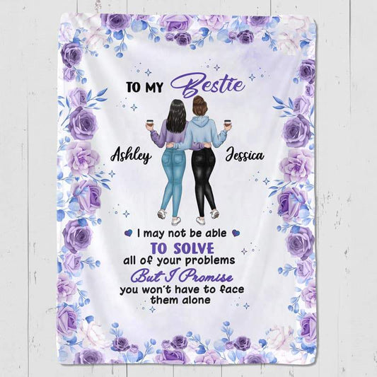 Fleece Blanket Floral Modern Girls Besties Standing Back View Personalized Fleece Blanket