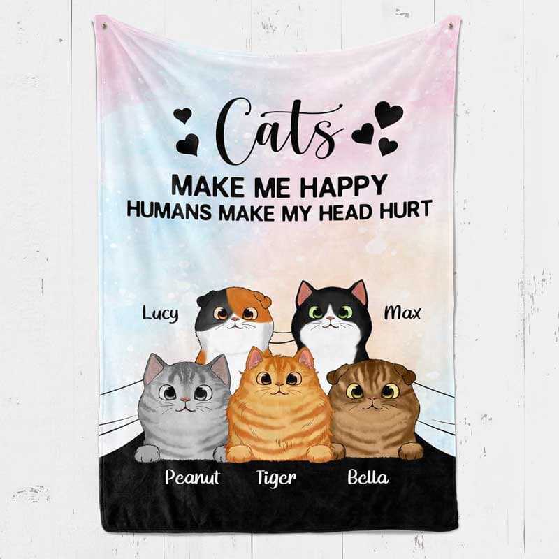Fleece Blanket Fluffy Cat Personalized Fleece Blanket