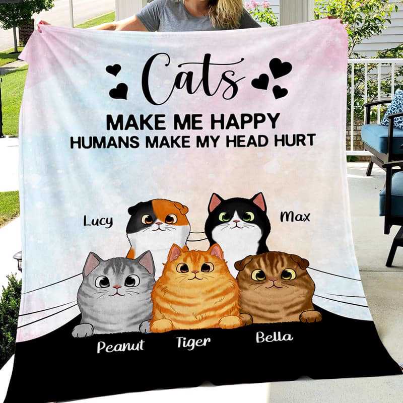 Fleece Blanket Fluffy Cat Personalized Fleece Blanket