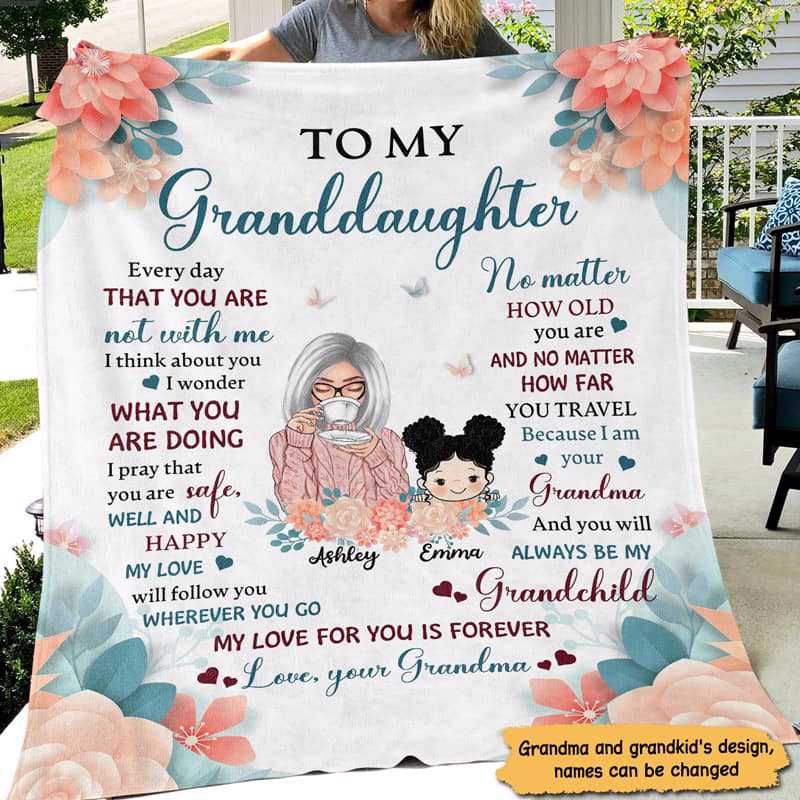 Fleece Blanket From Grandma To My Granddaughter Grandson Personalized Fleece Blanket 30" x 40"
