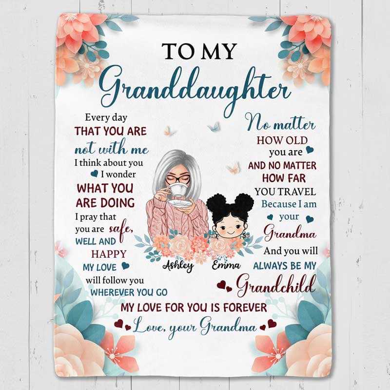 Fleece Blanket From Grandma To My Granddaughter Grandson Personalized Fleece Blanket