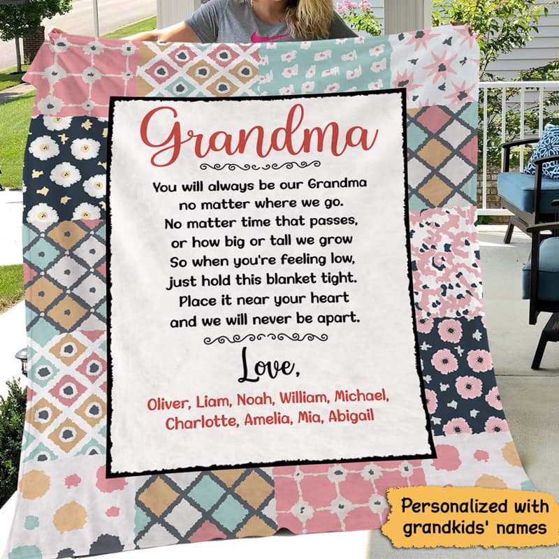 Fleece Blanket Grandma Floral Pattern Personalized Fleece Blanket 60" x 80" - BEST SELLER