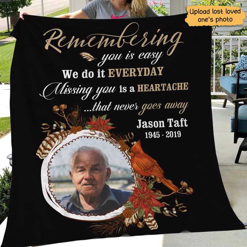 Fleece Blanket Missing You Is Heartache - Photo Memorial Personalized Fleece Blanket 60" x 80" - BEST SELLER