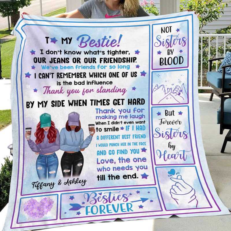 Fleece Blanket Modern Girls Besties Front View Personalized Fleece Blanket 60" x 80" - BEST SELLER