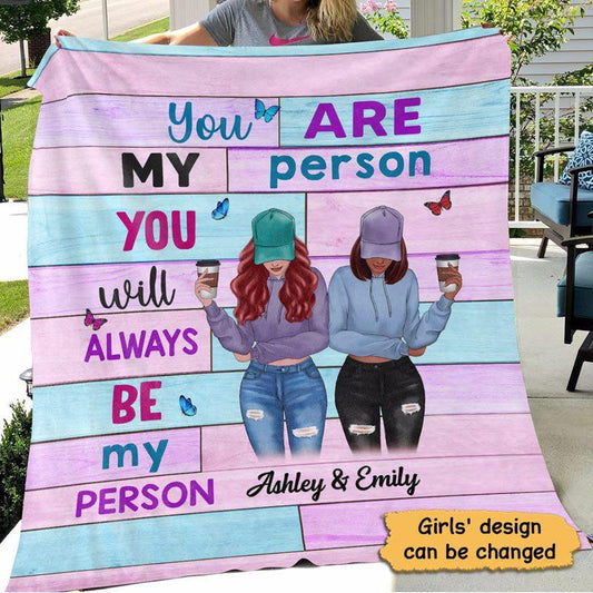 Fleece Blanket Modern Girls Besties Front View Wood Texture Personalized Fleece Blanket 60" x 80" - BEST SELLER