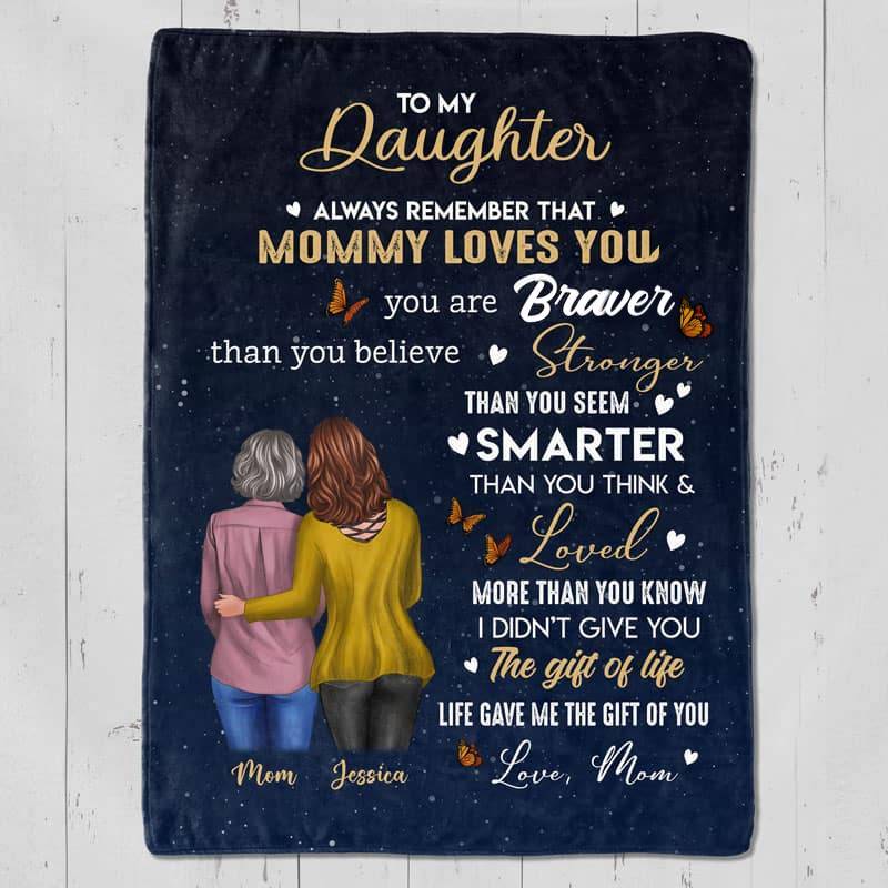 Fleece Blanket Mommy Loves You Daughter Son Personalized Fleece Blanket
