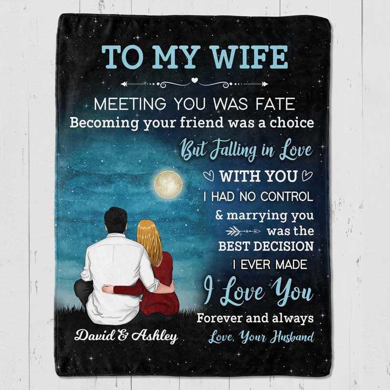 Fleece Blanket Night Sky Dear My Wife Valentine Couple Personalized Fleece Blanket