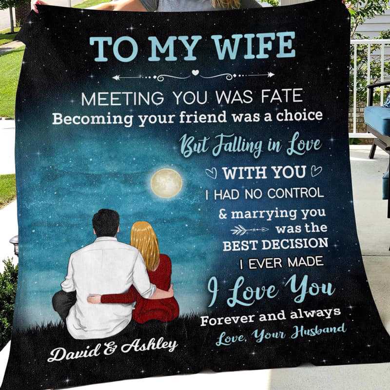Fleece Blanket Night Sky Dear My Wife Valentine Couple Personalized Fleece Blanket