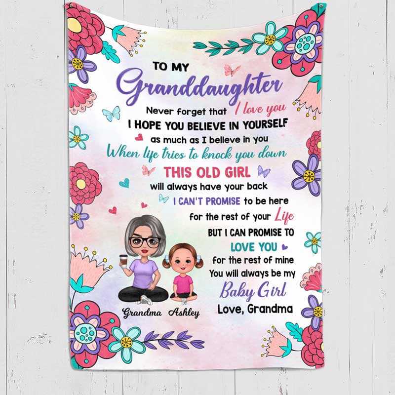 Fleece Blanket Pastel Colors To My Granddaughter Grandson Gift Personalized Fleece Blanket