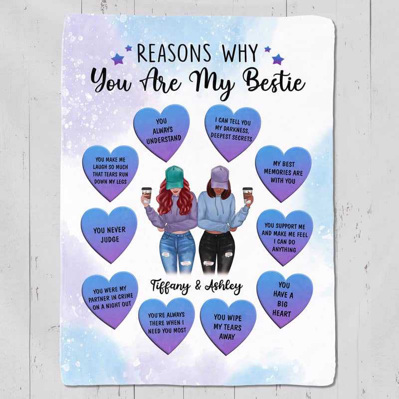 Fleece Blanket Reasons Why You Are My Bestie Personalized Fleece Blanket