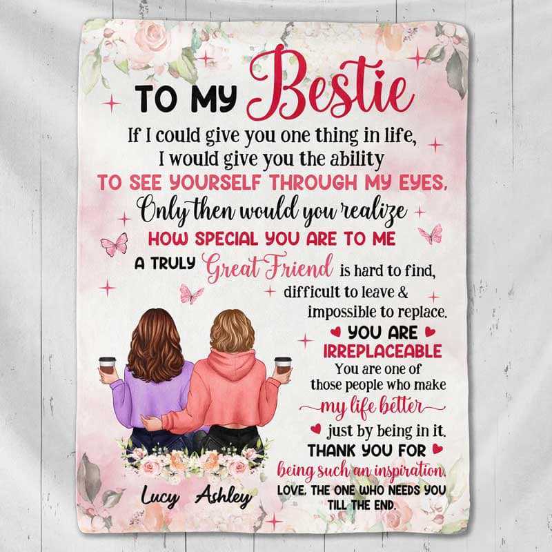 Fleece Blanket Rose Pattern To My Bestie Personalized Fleece Blanket