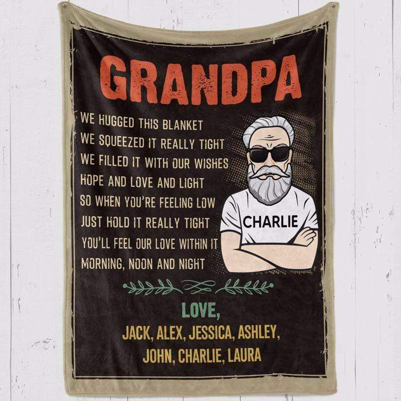 Fleece Blanket To Grandpa Old Man Retro Personalized Fleece Blanket