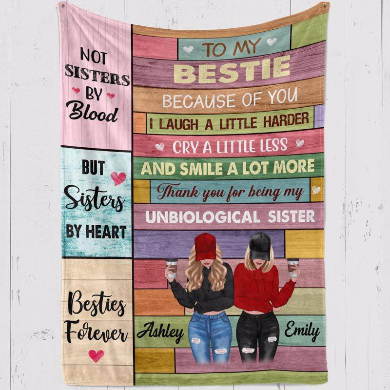 Fleece Blanket To My Bestie Modern Girls Wood Textures Personalized Fleece Blanket