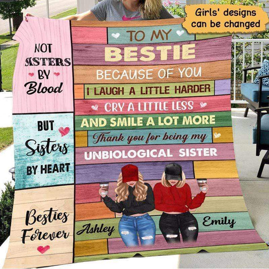 Fleece Blanket To My Bestie Modern Girls Wood Textures Personalized Fleece Blanket 60" x 80" - BEST SELLER