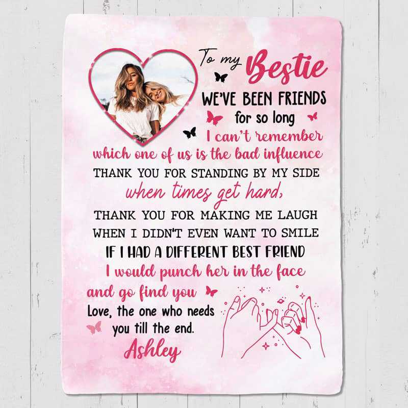 Fleece Blanket To My Bestie Pinky Promise Personalized Photo Fleece Blanket