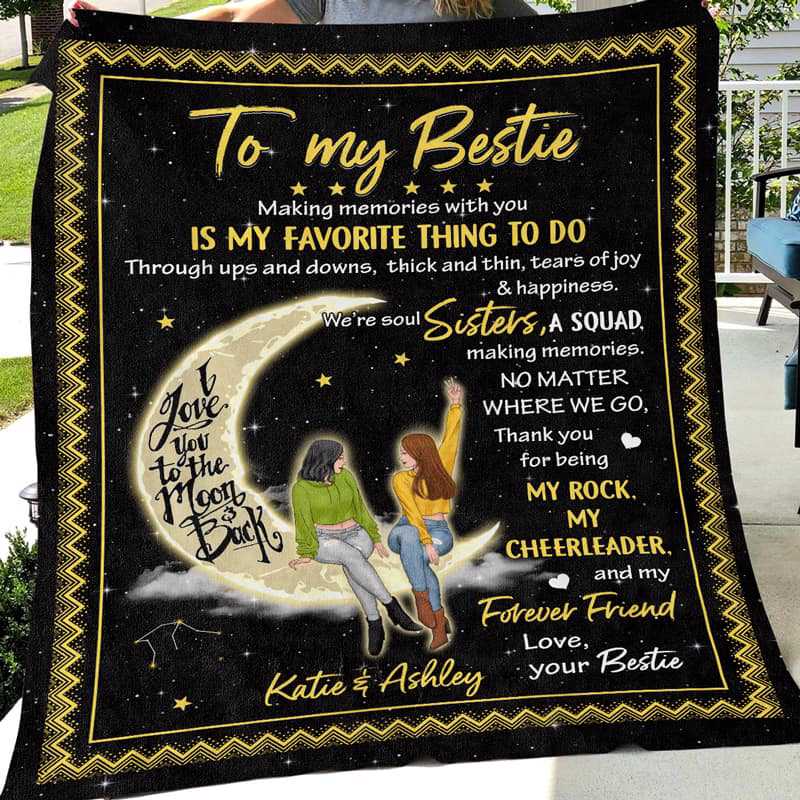 Fleece Blanket To My Besties Sitting Girl Personalized Fleece Blanket