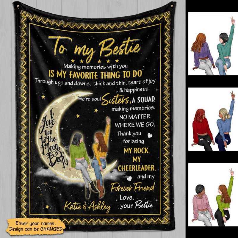 Fleece Blanket To My Besties Sitting Girl Personalized Fleece Blanket 60" x 80" - BEST SELLER