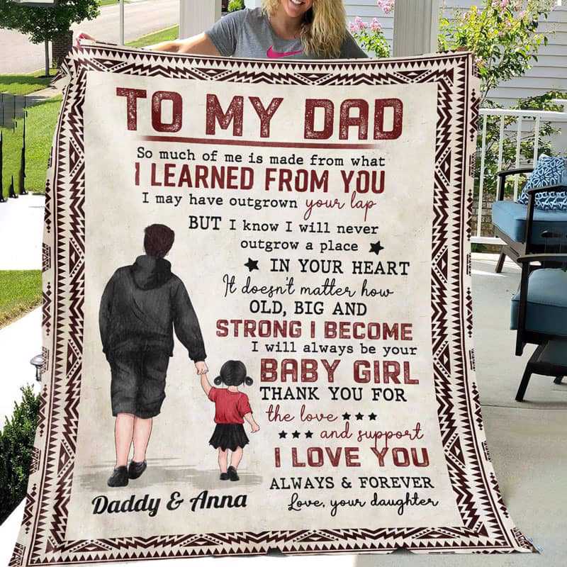Fleece Blanket To My Dad From Little Son Daughter Personalized Fleece Blanket