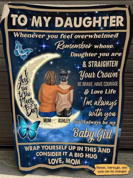 Fleece Blanket To My Daughter Moon Personalized Fleece Blanket 30" x 40"