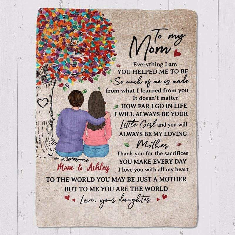 Fleece Blanket To My Mom Colorful Tree Personalized Fleece Blanket