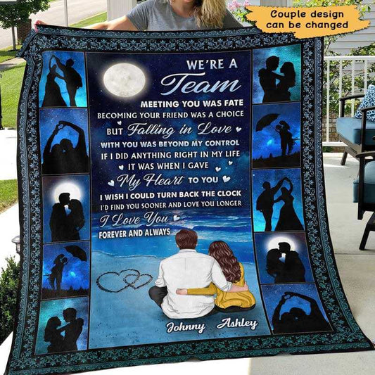 Fleece Blanket We‘re A Team Couple Personalized Blanket 30" x 40"