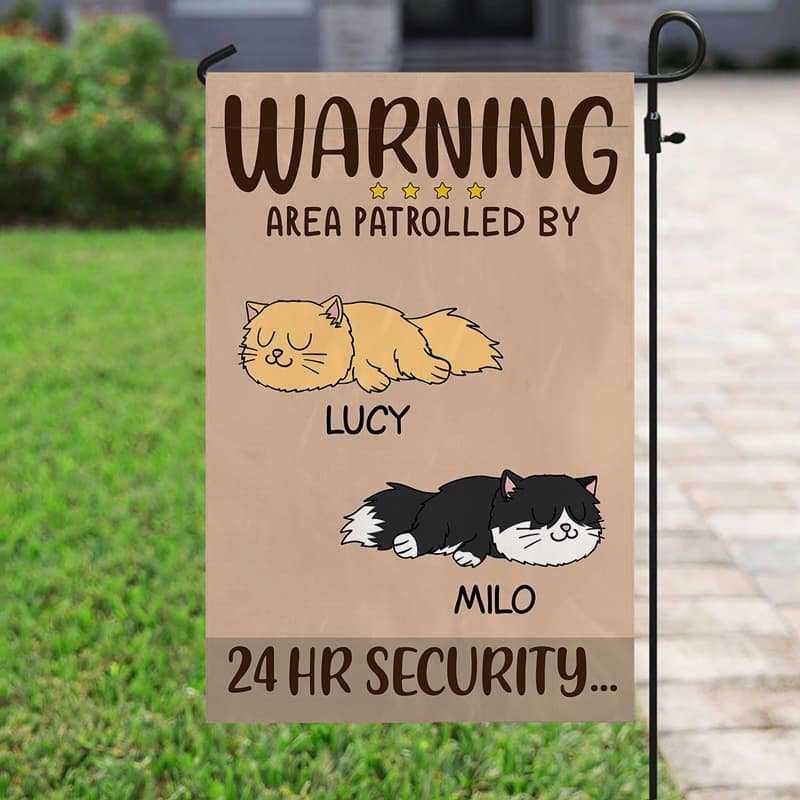 Garden Flag Area Patrolled By Sleeping Cat Personalized Garden Flag 12"x18"