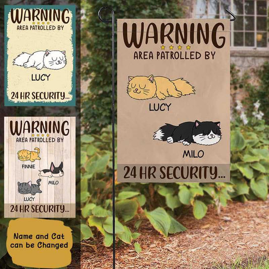 Garden Flag Area Patrolled By Sleeping Cat Personalized Garden Flag 12"x18"