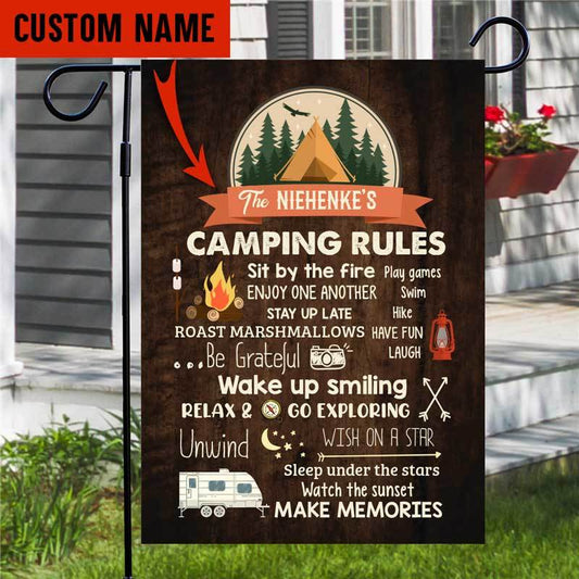 Garden Flag Camping Rules Personalized Garden Flag 12"x18"