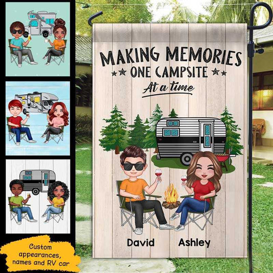 Garden Flag Doll Couple Camping Personalized Garden Flag 12"x18"