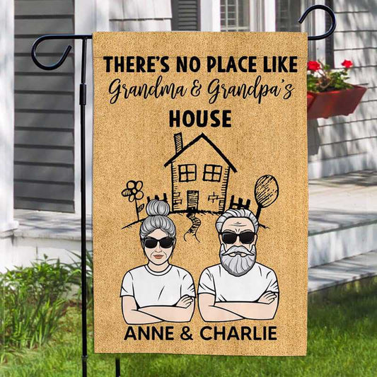 Garden Flag No Place Like Grandpa Grandma Personalized Garden Flag 12"x18"