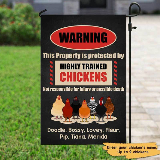 Garden Flag Property Protected By Chicken Personalized Garden Flag 12"x18"