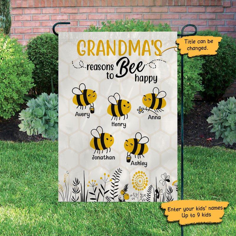 Garden Flag Reasons To Bee Happy Personalized Garden Flag 12"x18"