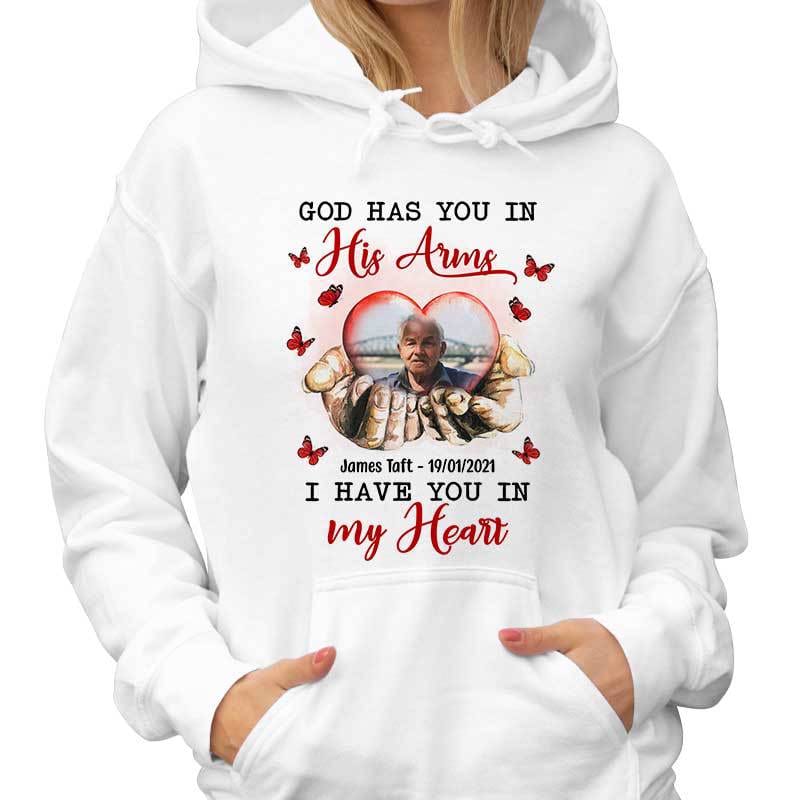 Hoodie & Sweatshirts Big Piece Of My Heart God Hand Photo Memorial Personalized Hoodie Sweatshirt