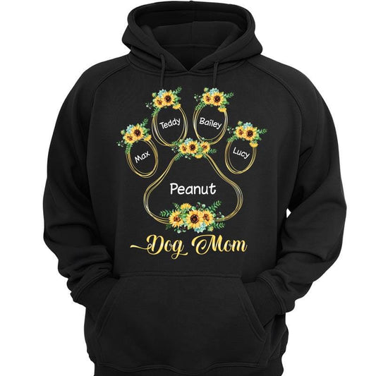 Hoodie & Sweatshirts Dog Mom Sunflower Outline Personalized Hoodie Sweatshirt Hoodie / Black Hoodie / S