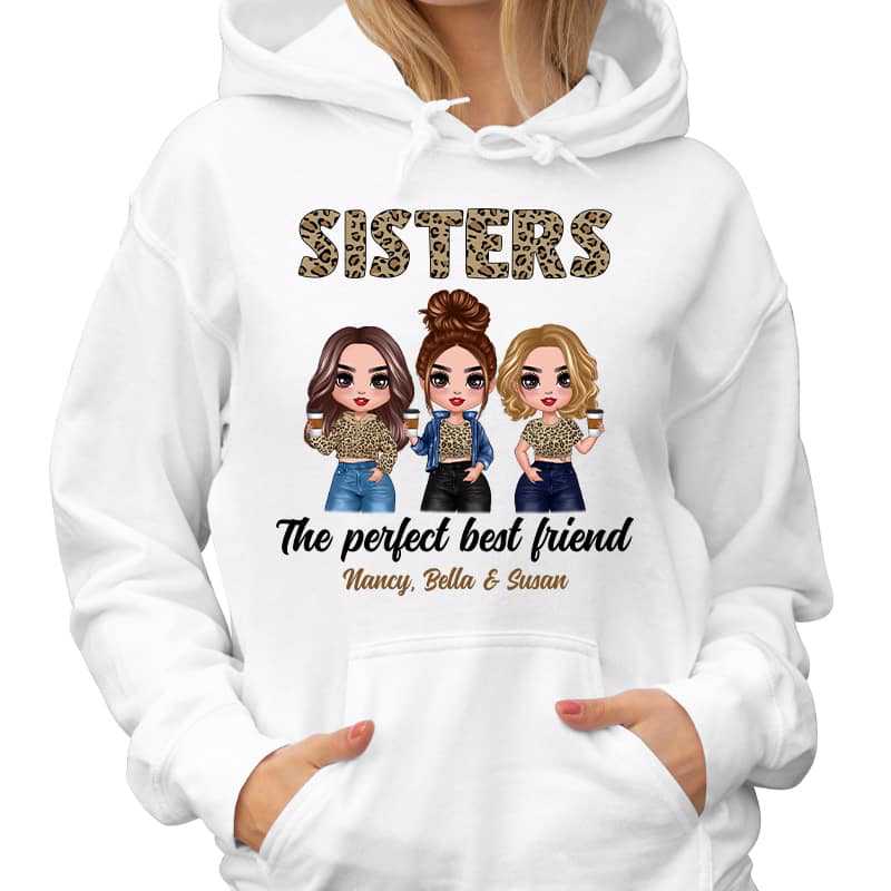 Hoodie & Sweatshirts Doll Sisters Siblings Perfect Best Friends Leopard Checkered Floral Galaxy Personalized Hoodie Sweatshirt