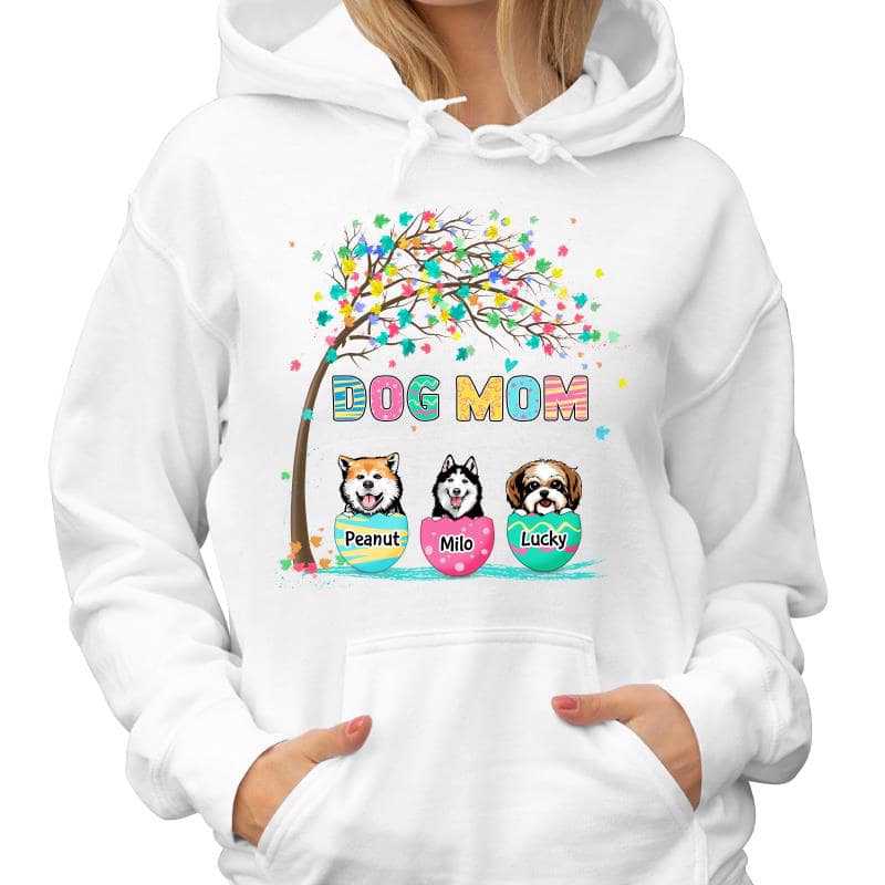 Hoodie & Sweatshirts Easter Peeking Dogs Under Tree Gift For Dog Mom Personalized Hoodie Sweatshirt