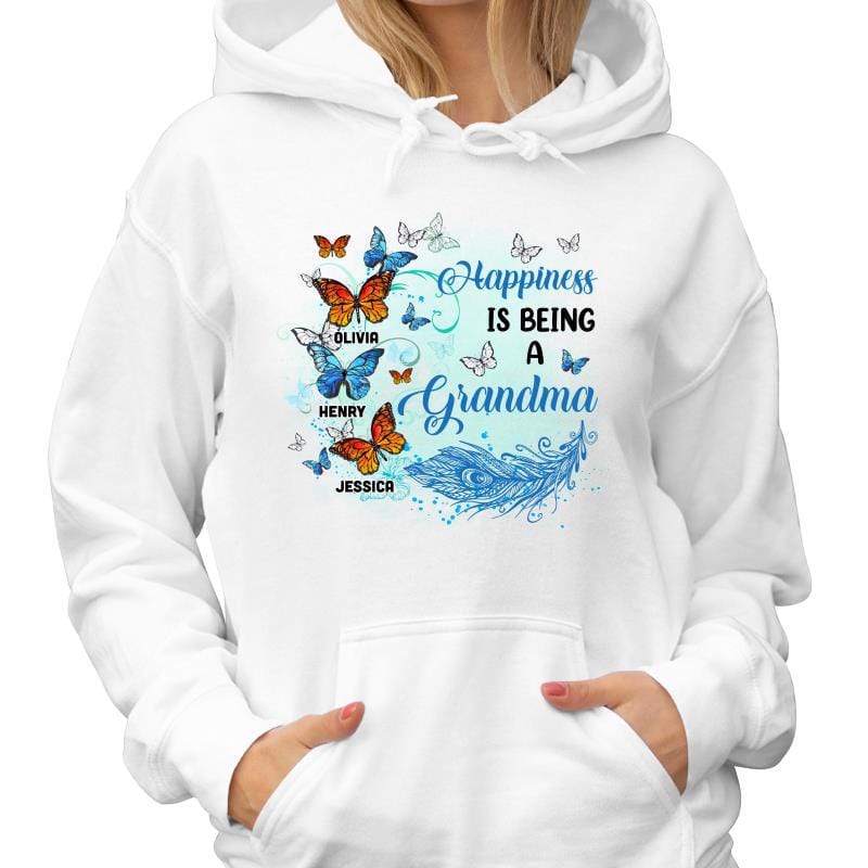 Hoodie & Sweatshirts Grandma Feather And Butterflies Personalized Hoodie Sweatshirt