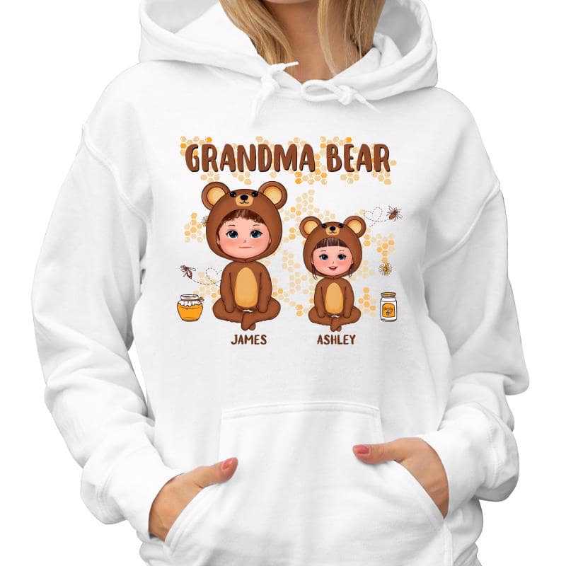 Hoodie & Sweatshirts Grandma Mom Auntie Bear Doll Kids Personalized Hoodie Sweatshirt