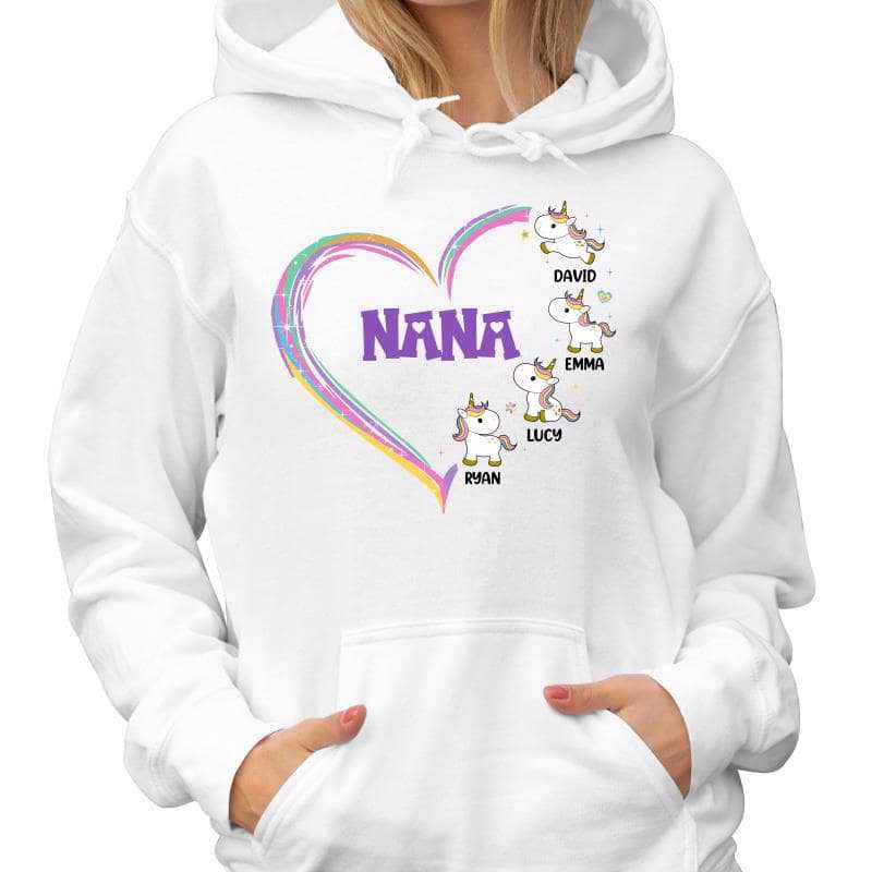 Hoodie & Sweatshirts Grandmacorn Grandma Mom Heart Cute Unicorn Personalized Hoodie Sweatshirt