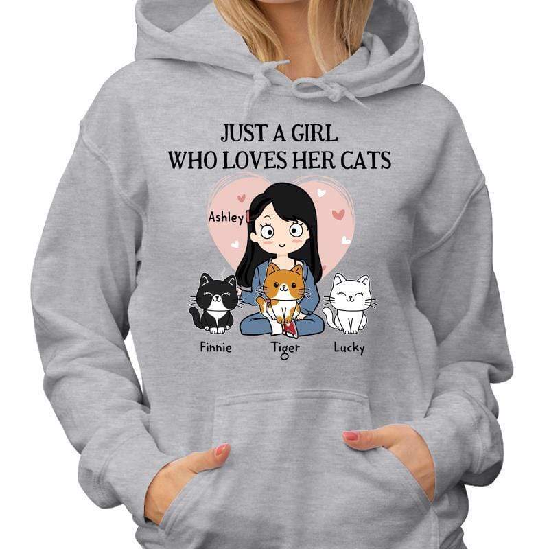 Hoodie & Sweatshirts Just A Girl Who Loves Her Cat Personalized Hoodie Sweatshirt
