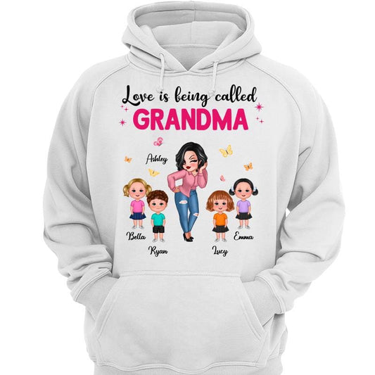 Hoodie & Sweatshirts Love Is Being Called Grandma Sassy Woman & Kid Personalized Hoodie Sweatshirt Hoodie / White Hoodie / S