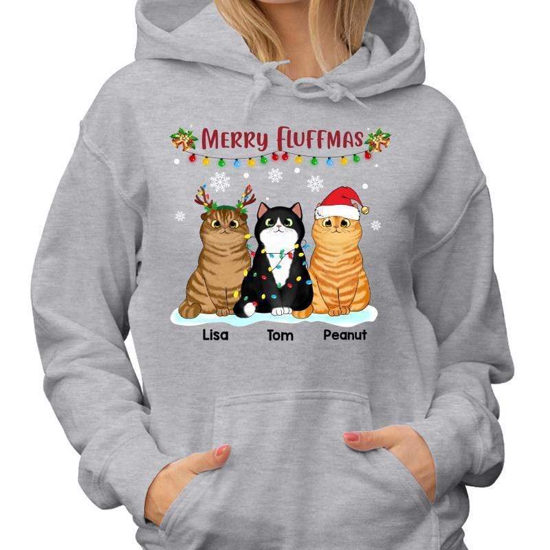 Hoodie & Sweatshirts Merry Fluffmas Fluffy Cats Personalized Hoodie Sweatshirt